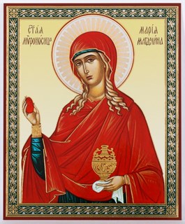 Икона Мария Магдалина равноапостольская в деревянной рамке 11х13 234968