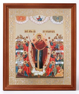Икона в деревянной рамке 18х24 Всех скорбящих Радость с грошиками 235259