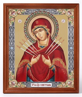 Икона в деревянной рамке 18х24 Семистрельная Божья Матерь 235370