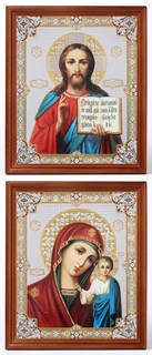 Икона в деревянной рамке 18х24 Спаситель-Казанская Божья Матерь 235395