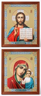 Икона в деревянной рамке 18х24 Спаситель-Казанская Божья Матерь 235399