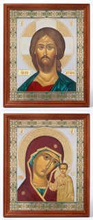 Икона в деревянной рамке 18х24 Спаситель-Казанская Божья Матерь 235408