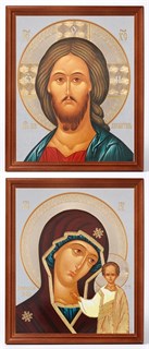 Икона в деревянной рамке 18х24 Спаситель-Казанская Божья Матерь 235409