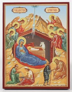 Икона на дереве 13х15 объёмная Рождество Христово 238312