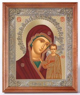 Икона в деревянной рамке 18х24 темпера Казанская Божья Матерь (белый фон) 235463