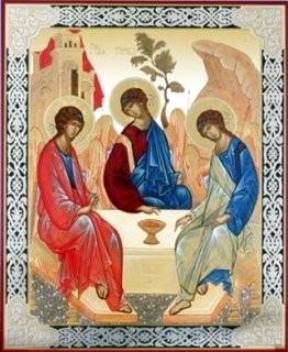 Икона в деревянной рамке 30х40 БЗГ Троица (Рублевская) 235477