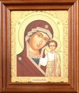 Икона в деревянной рамке 11х13 Спаситель-Казанская Божья Матерь 235599