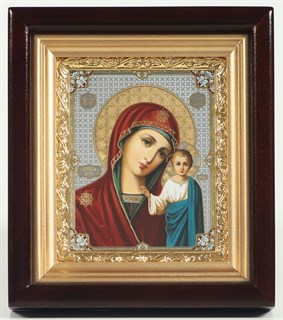Икона в киоте 11х13 рамка золочёная Казанская Божья Матерь 235686