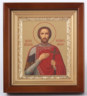 Икона в киоте 11х13 золочёная Александр Невский 235702