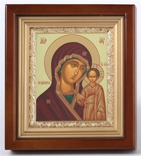 Икона в киоте 11х13 золочёная Казанская Божья Матерь 235750