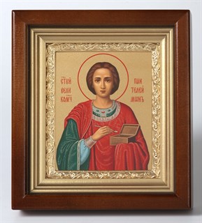 Икона в киоте 11х13 золочёная Пантелеймон 235775