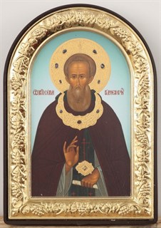 Икона в киоте 11х13 золочёная Сергий Радонежский 235784