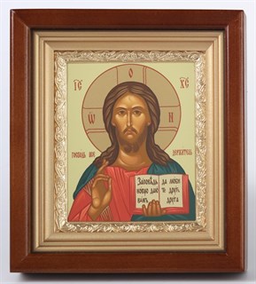 Икона в киоте 11х13 золочёная Спаситель 235787