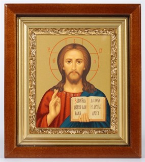 Икона в киоте 11х13 золочёная Спаситель 235788