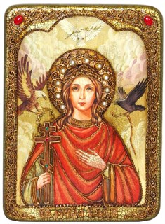 {{photo.Alt || photo.Description || 'Аналойная икона Святая Великомученица Ирина Македонская на мореном дубе 29х21'}}