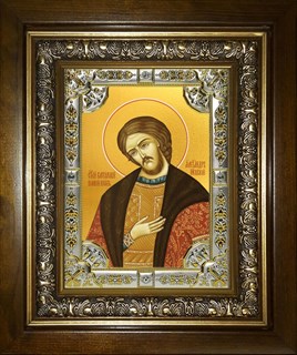 Икона Александр Невский, благоверный князь, в киоте 24х30 см 21350