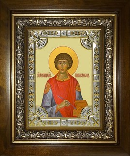 Икона Пантелеймон великомученик и целитель, в киоте 24х30 см 21835