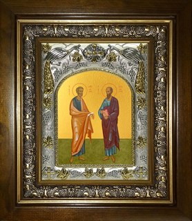 Икона Петр и Павел апостолы, в киоте 20х24 см 21837