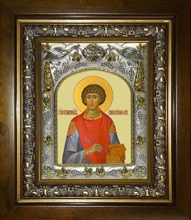 Икона Пантелеймон великомученик и целитель, в киоте 20х24 см 21985
