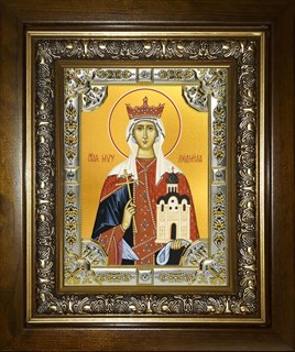 Икона Людмила мученица, княгиня Чешская, в киоте 24х30 см 22206