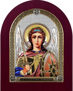 Икона Михаил Архангел, дерево, посеребрение 925 22274
