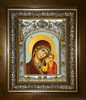 Икона Казанская икона Божией Матери, в киоте 20х24 см 22367