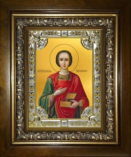 Икона Пантелеймон великомученик и целитель, в киоте 24х30 см 22483