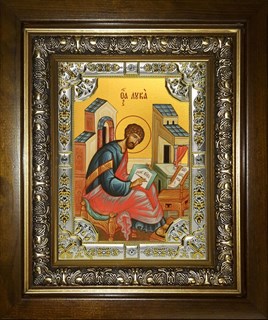 Икона Лука апостол, в киоте 24х30 см 22504