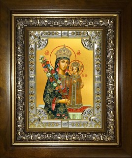 Икона Неувядаемый цвет, икона Божией Матери, в киоте 24х30 см 22584