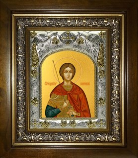 Икона Димитрий Солунский великомученик (Дмитрий), 14х18 см, в деревянном киоте 20х24 см 22594