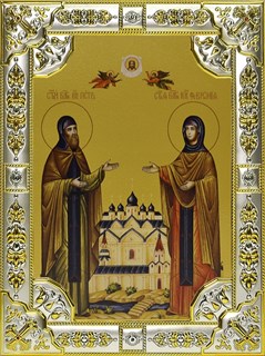 Икона Петр и Феврония святые благоверные князья, 18х24 см 22850