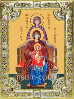 Икона Богородица со сродницами, праведными Анной и Марией, 18х24 см, со стразами 22871