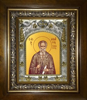 Икона Афанасий Афонский преподобный, в киоте 20х24 см 22916