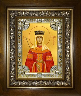 Икона Елена Сербская благоверная царица,в киоте 24х30 см 23113