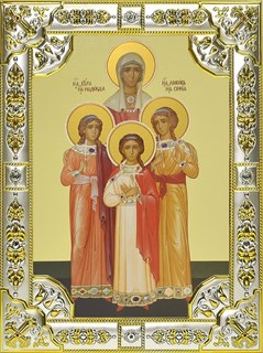 Икона Вера, Надежда, Любовь и их матерь София мученицы, 18х24 см, со стразами 23134