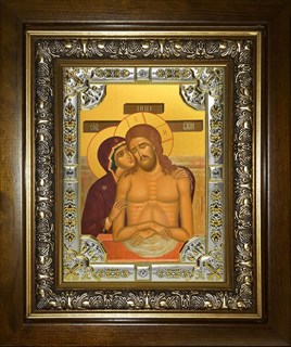 Икона Не рыдай Мене, Мати, в киоте 24х30 см 23152