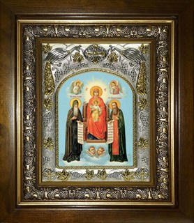 Икона Печерская икона Божией Матери, в киоте 20х24 см 23338