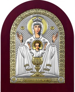 Икона Божьей Матери Неупиваемая чаша, дерево, посеребрение 925 23597