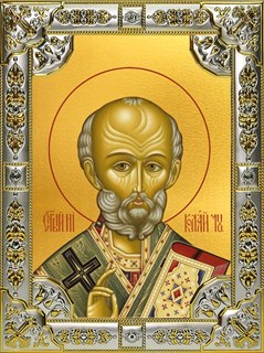 Икона Николай чудотворец, архиепископ Мир Ликийских, святитель, 18х24 см, со стразами 23631