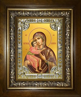 Икона Феодоровская(Федоровская) икона Божией Матери, в киоте 24х30 см 23875