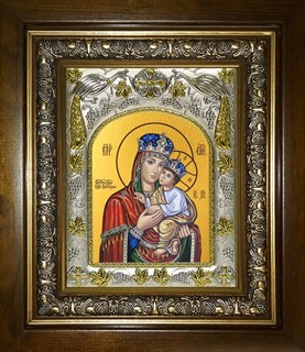 Икона Киево-Братская икона Божией Матери, в киоте 20х24 см 23984