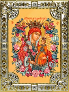 Икона Неувядаемый цвет, икона Божией Матери, 18х24 см, со стразами 24008
