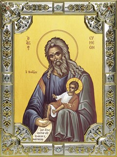 Икона Симеон (Семён) Богоприимец, 18х24 см, со стразами 24038