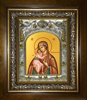 Икона Феодоровская(Федоровская) икона Божией Матери, в киоте 20х24 см 24086