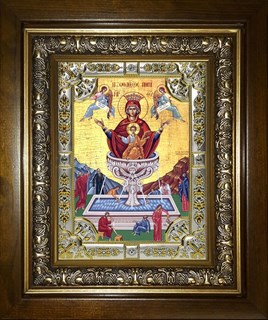 Икона Живоносный источник Божией Матери, в киоте 24х30 см 24265