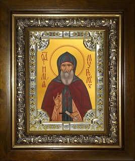 Икона Илия (Илья) Муромец преподобный, в киоте 24х30 см 24271