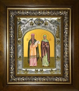Икона Захария и Елисавета праведные, в киоте 20х24 см 24281