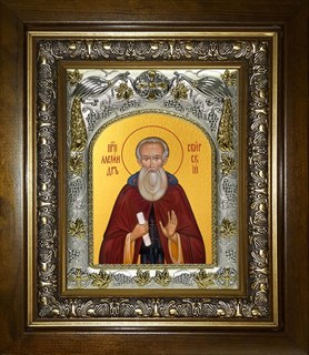 Икона Александр Свирский преподобный, в киоте 20х24 см 24363