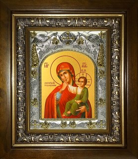 Икона Отрада и Утешение, икона Божией Матери, в киоте 20х24 см 24365