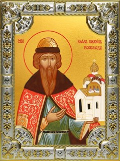 Икона Всеволод Псковский во святом крещении Гавриил, благоверный князь, 18х24 см, со стразами 24381